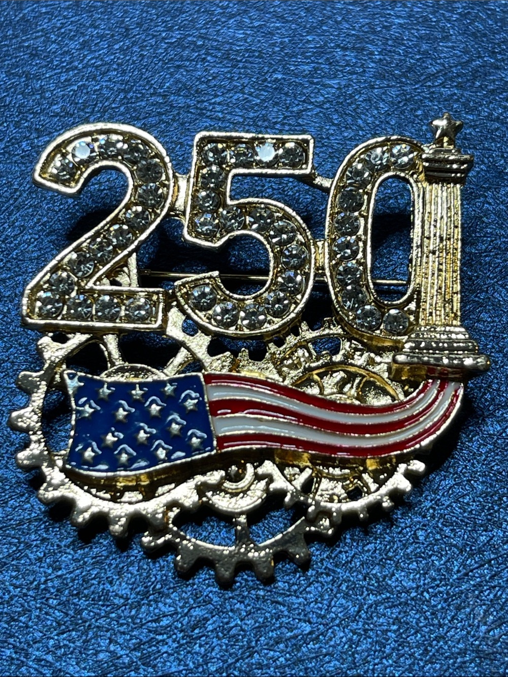 Goldtone 250 Anniversary Flag Lapel Pin -